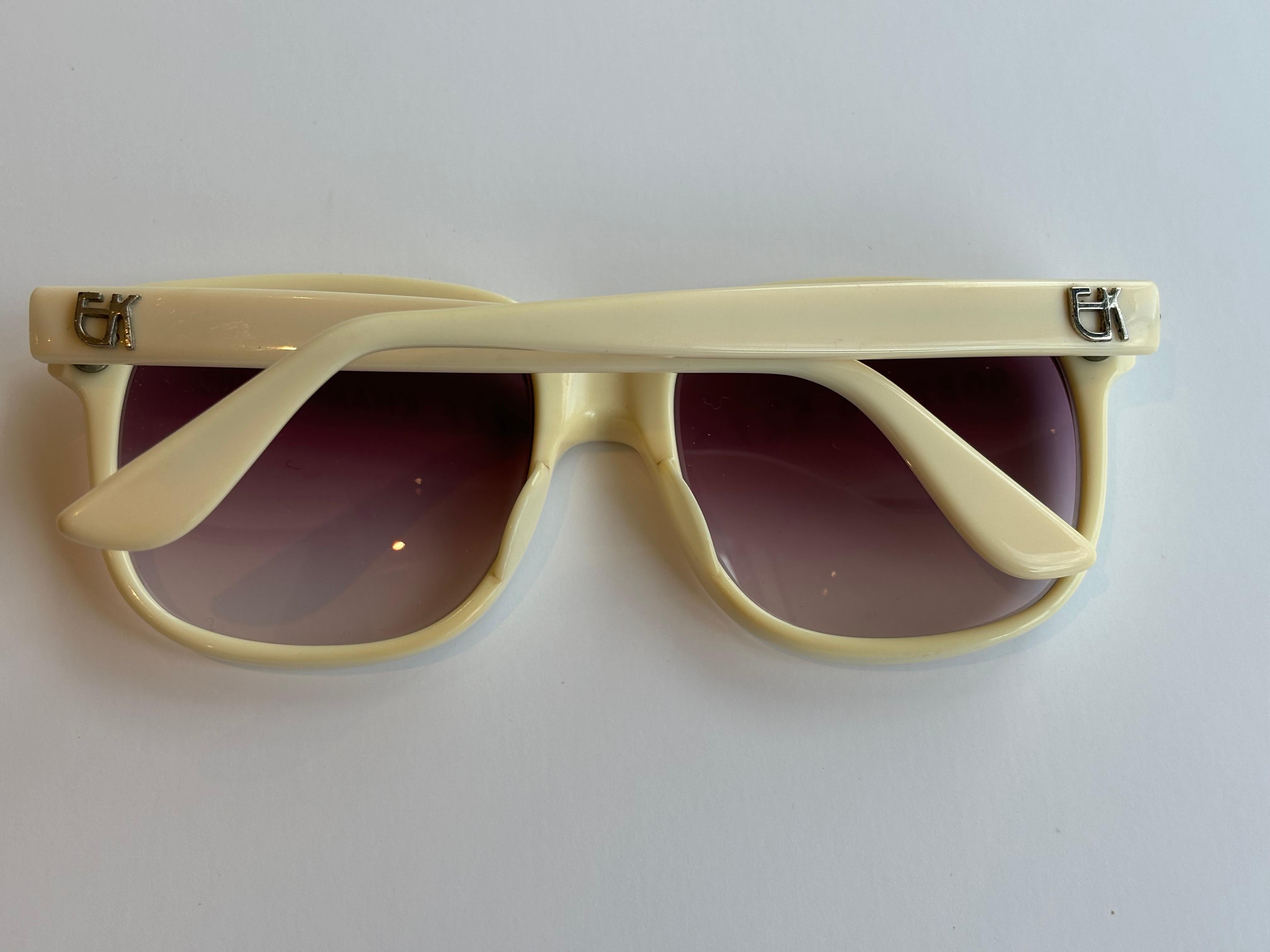 1980s Emmanuelle Khanh Paris Beige Colored w/Iconic EK Sunglasses In Good Condition For Sale In Port Hope, ON