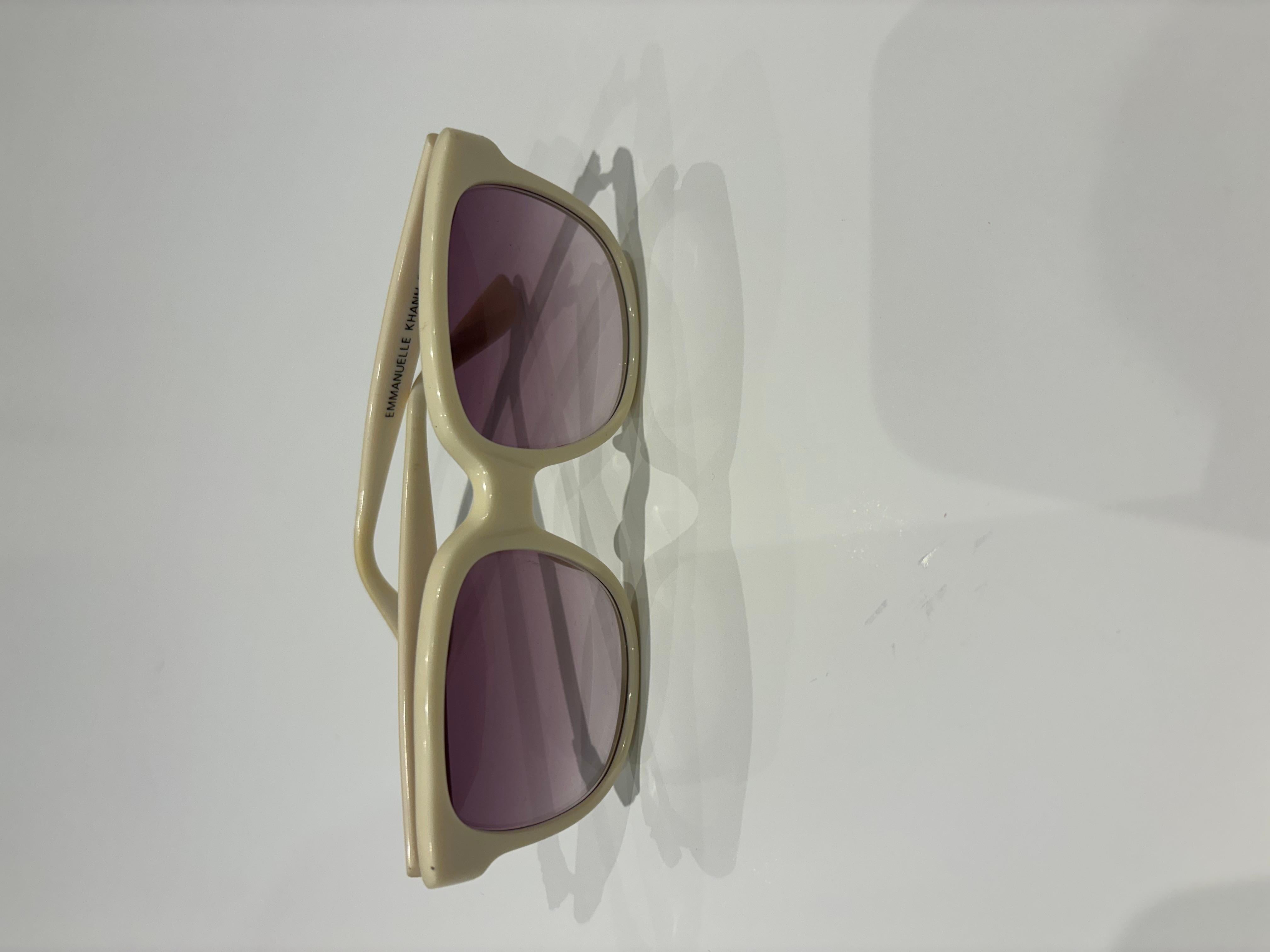 1980s Emmanuelle Khanh Paris Beige Colored w/Iconic EK Sunglasses For Sale 2