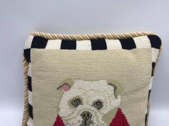 1980s English Bulldog Needlepoint Pillow