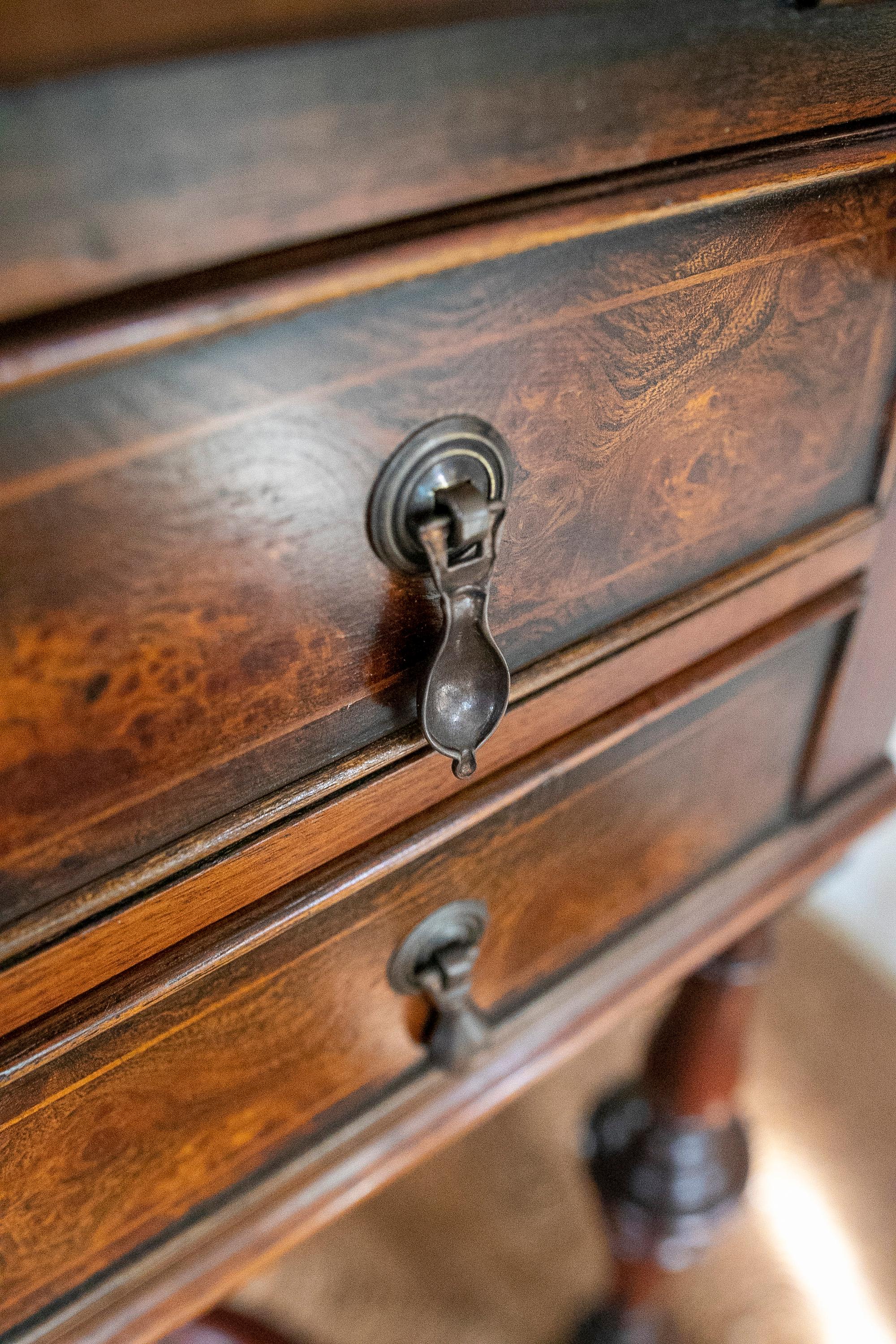 1980s English Root Wood Writing Desk with Door and Drawers For Sale 8