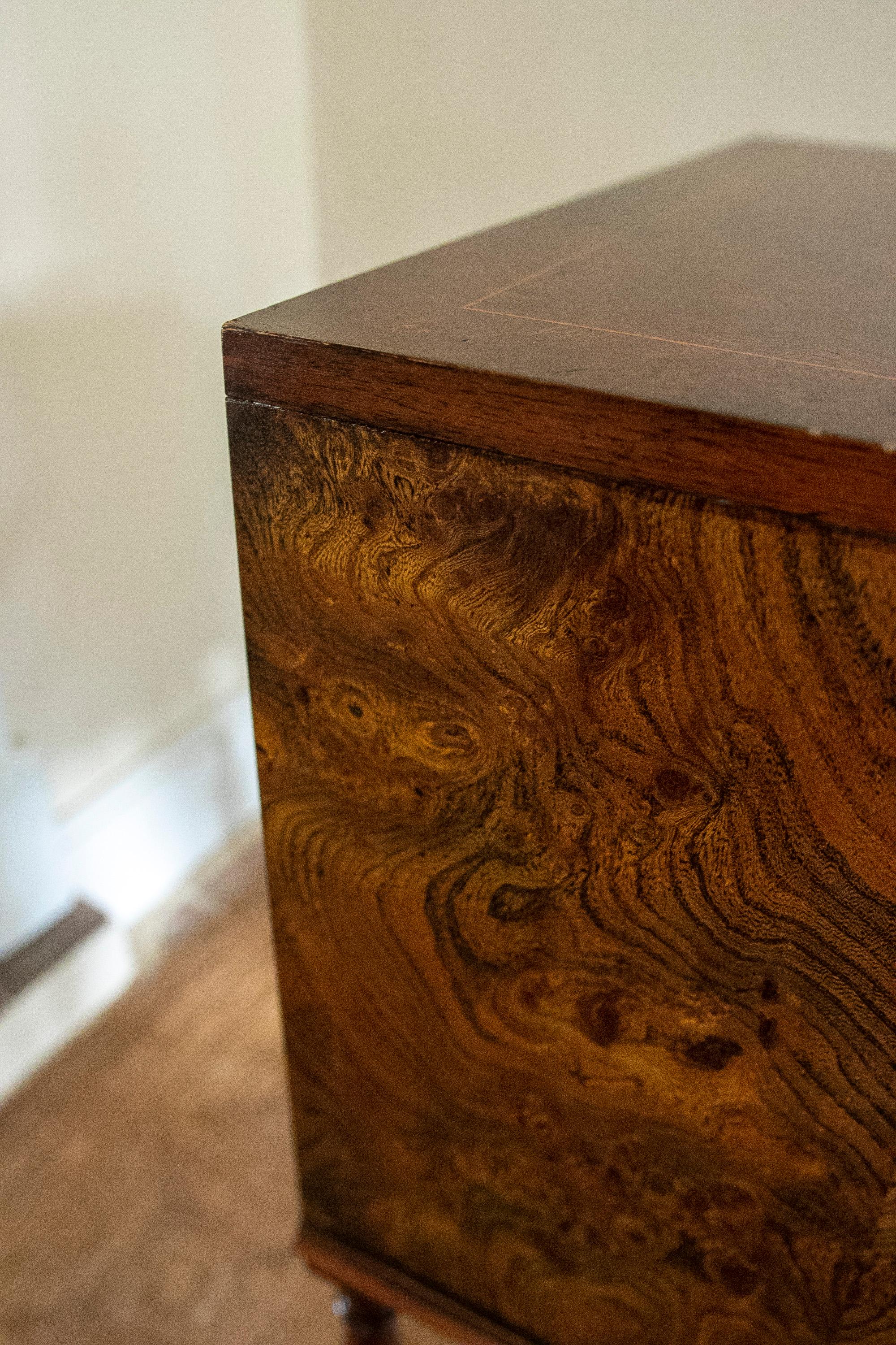 1980s English Root Wood Writing Desk with Door and Drawers  For Sale 11