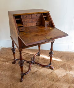 1980s English Root Wood Writing Desk with Door and Drawers