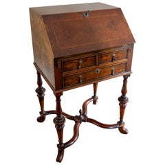 1980s English Root Wood Writing Desk with Door and Drawers