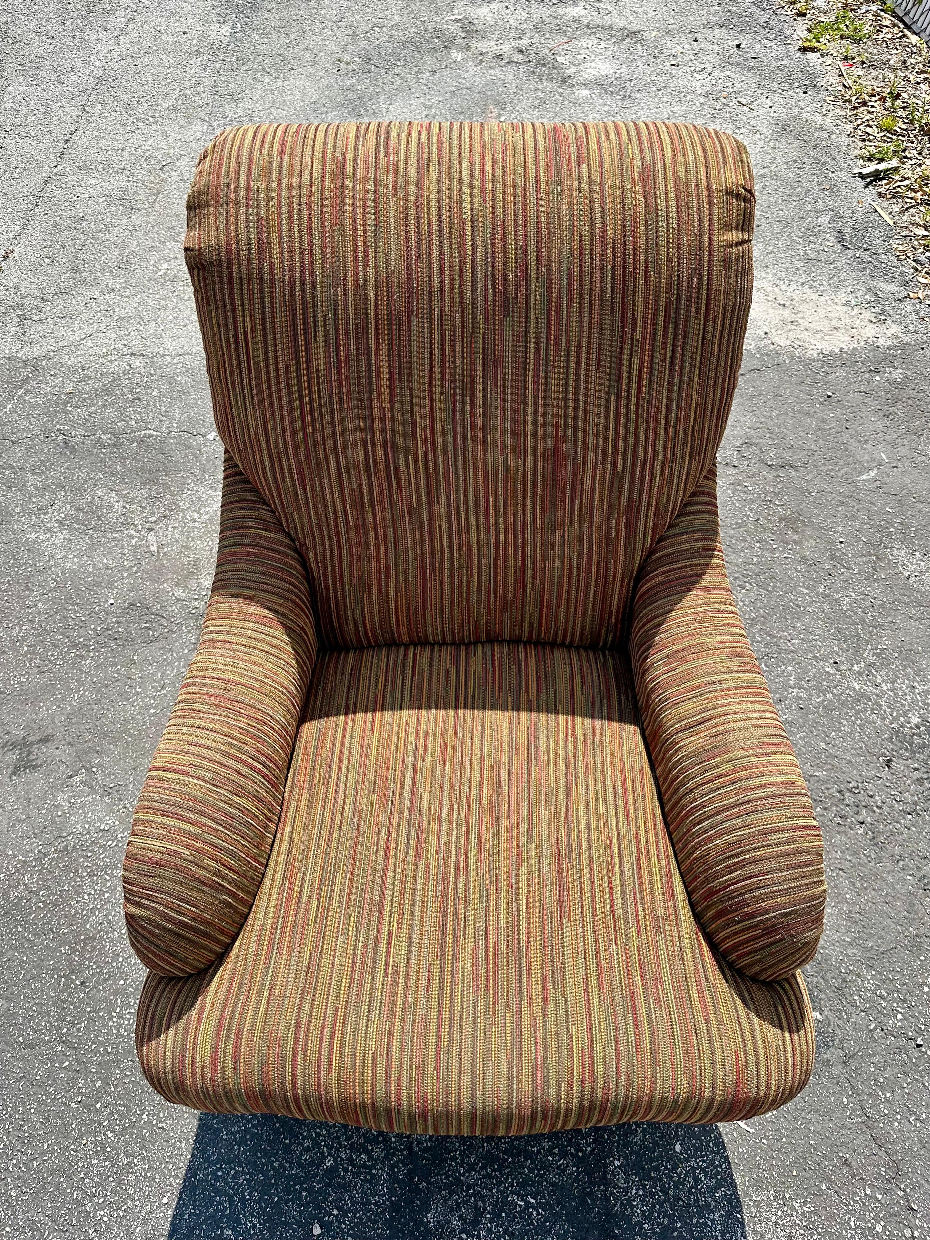 1980s English Stripes Club Chair on Castors 3