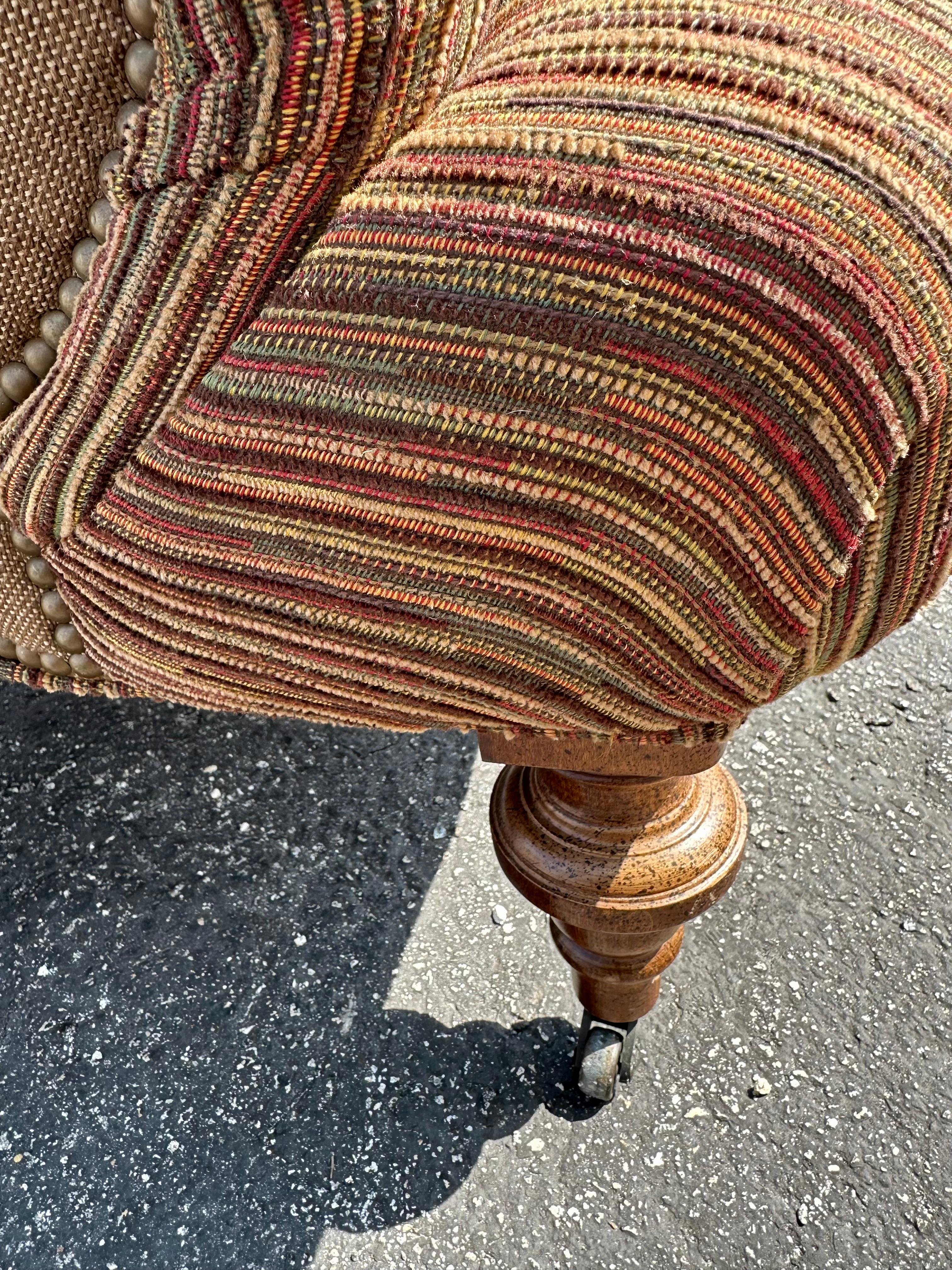 1980s English Stripes Club Chair on Castors 4