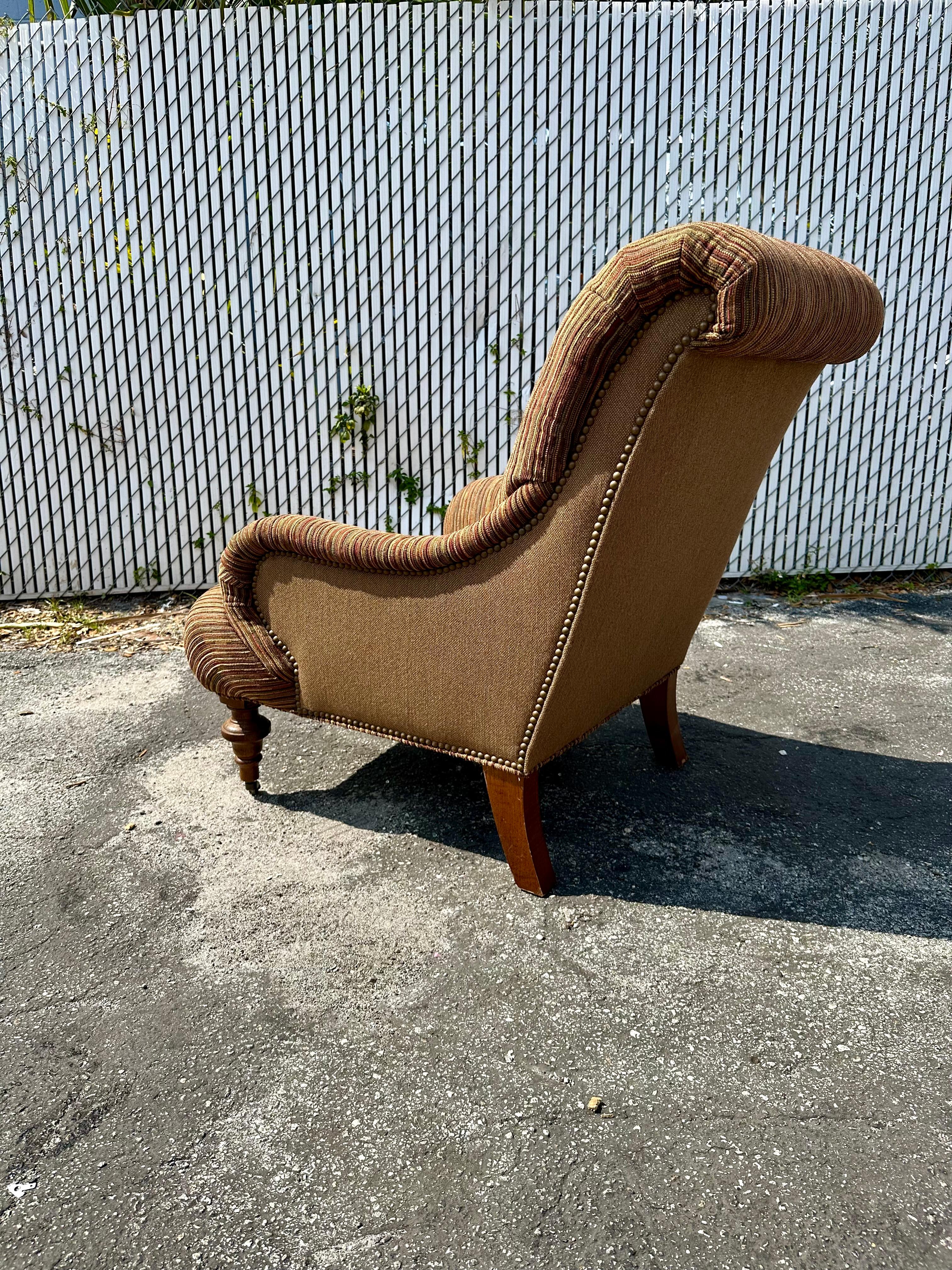 1980s English Stripes Club Chair on Castors 1