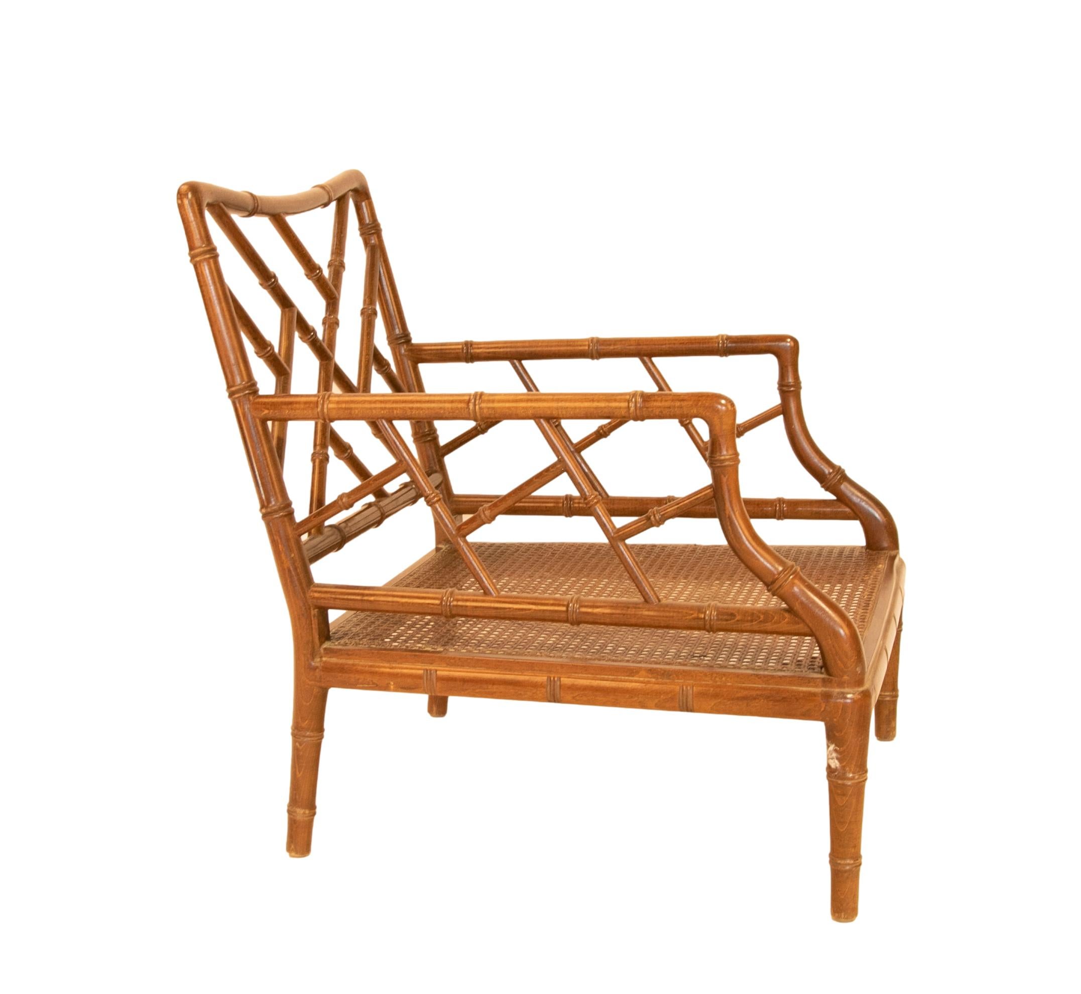 1980s English Wooden Armchair Imitating Bamboo  In Good Condition For Sale In Marbella, ES