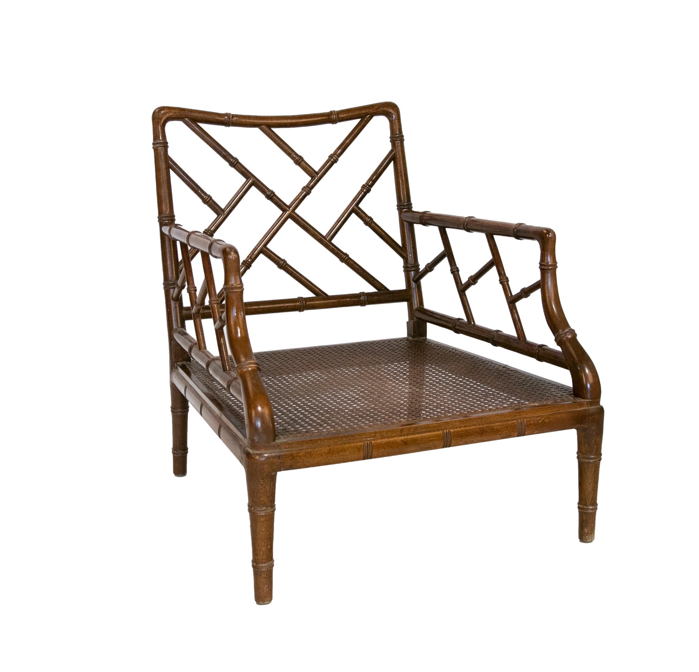 1980s English Wooden Armchair Imitating Bamboo  For Sale 1