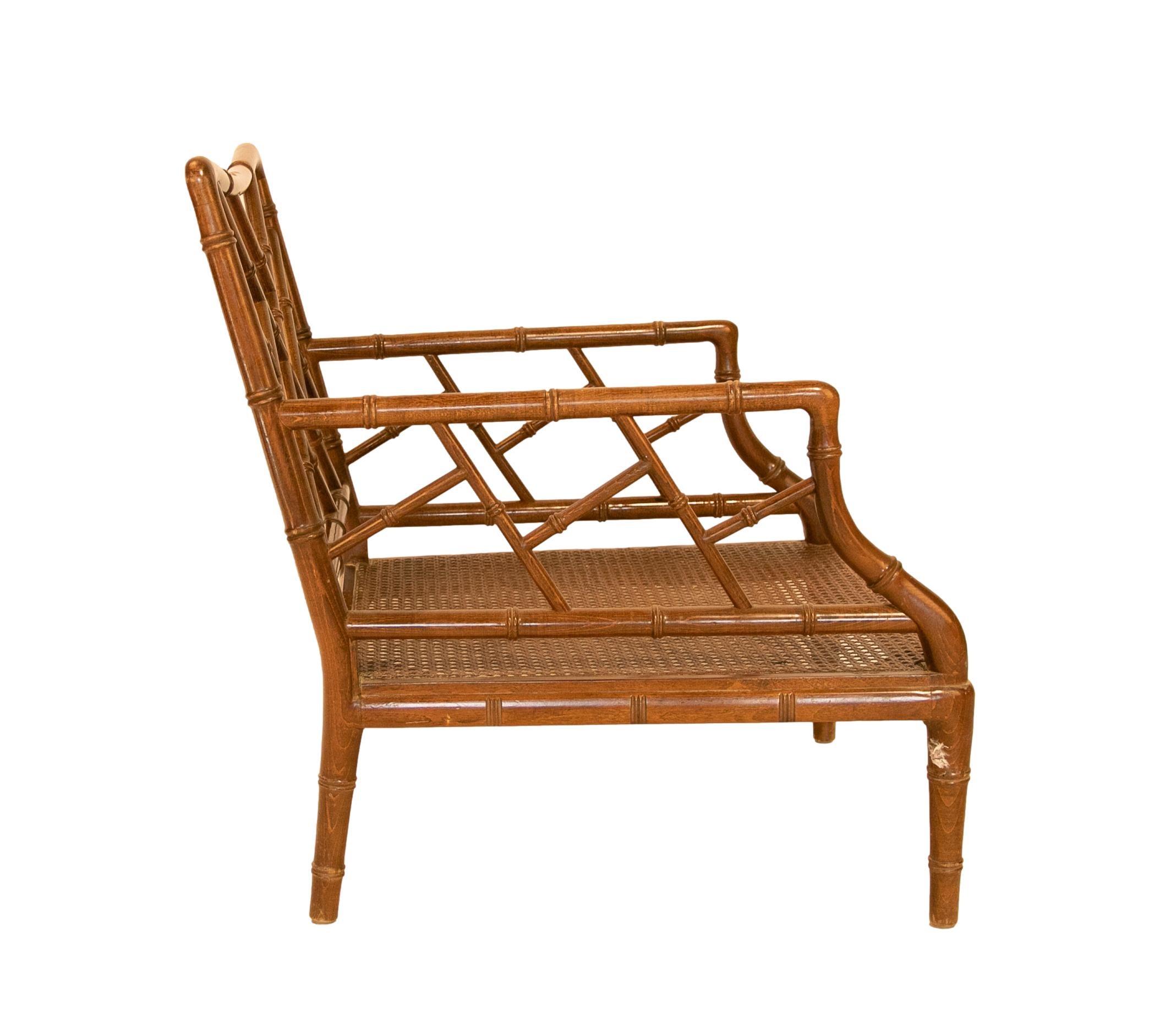 1980s English Wooden Armchair Imitating Bamboo  For Sale 2