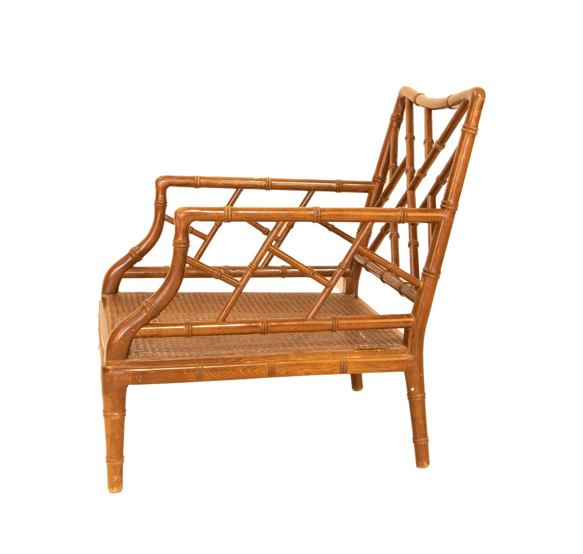1980s English Wooden Armchair Imitating Bamboo  For Sale 4