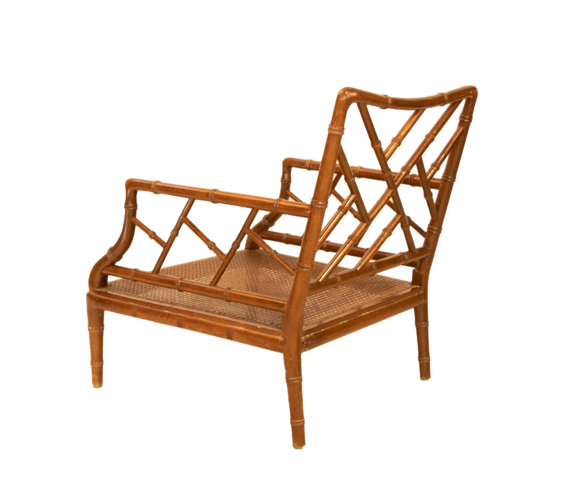 1980s English Wooden Armchair Imitating Bamboo  For Sale 5