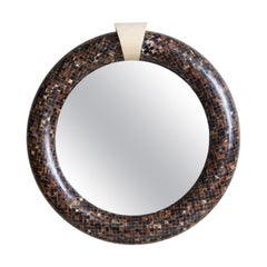 1980's Enrique Garces Horn & Bone Tessellated Mirror