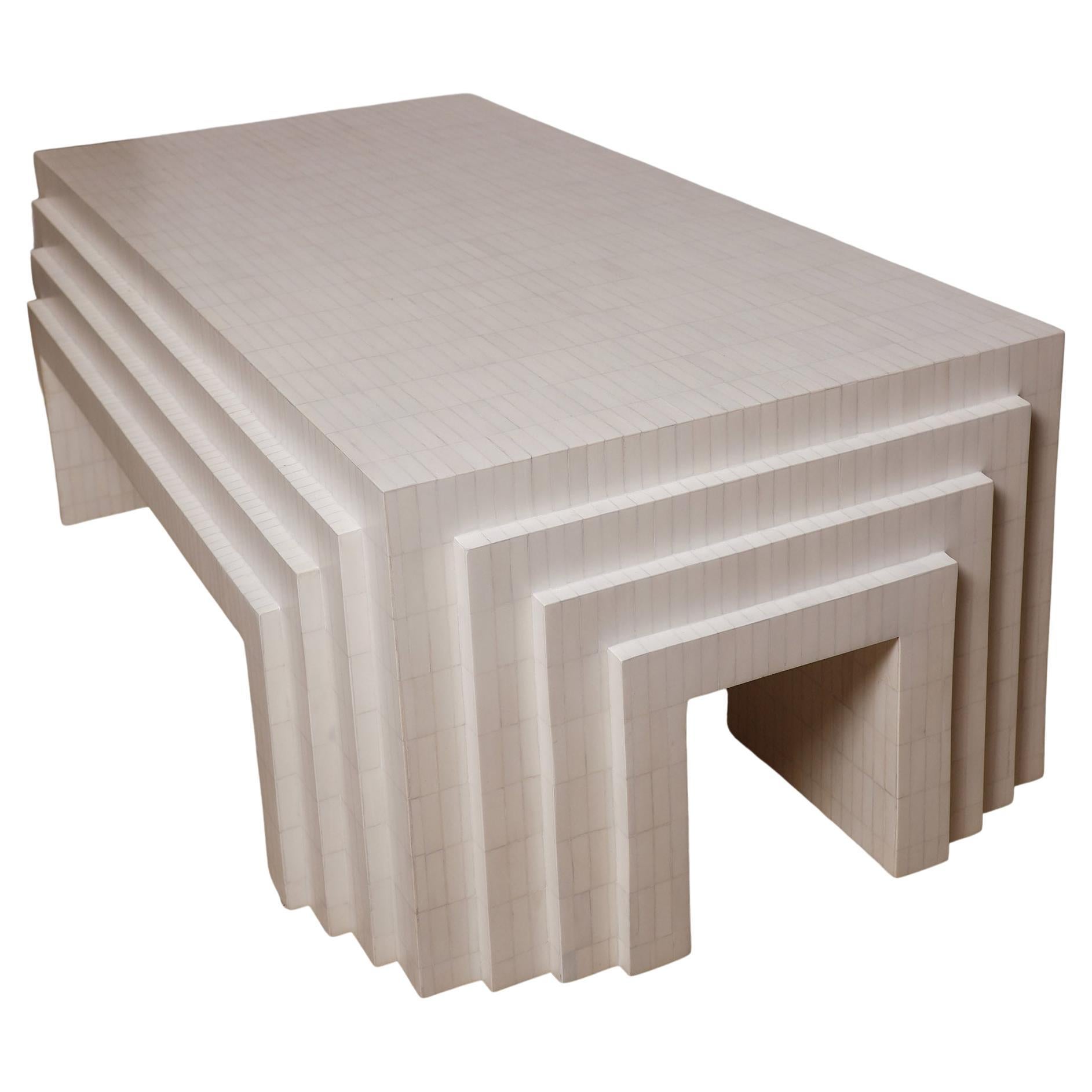 1980's Enrique Garces Tessellated Bone Coffee Table For Sale