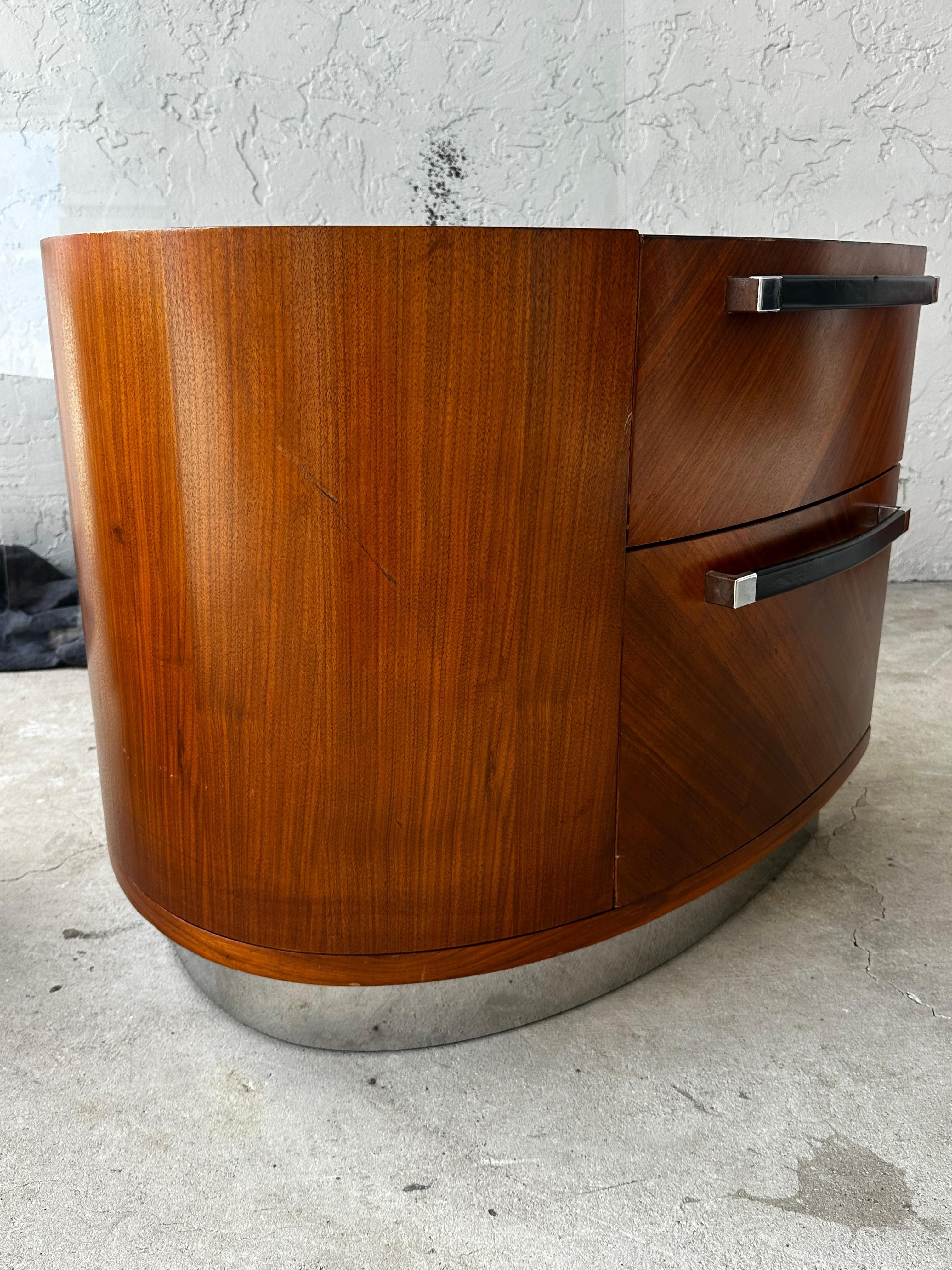 1980s Eppinger Post Modern Wood Chrome Pedestal Oval Desk For Sale 11