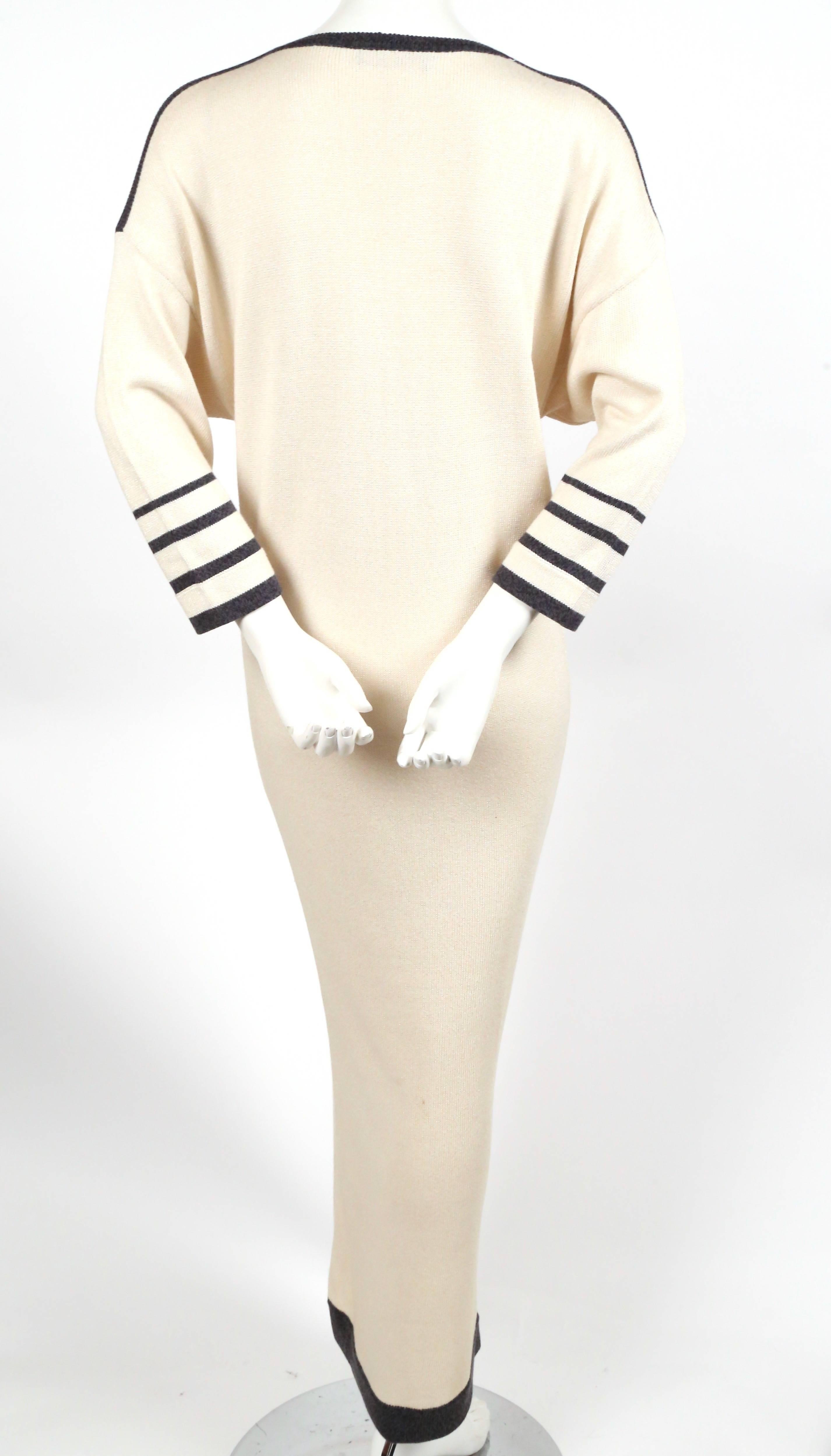 Women's or Men's 1980's ERTE striped knit maxi dress with dolman sleeves