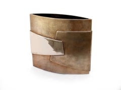 1980s Esa Fedrigolli Design Abstract Art Vase Bronze by Esart, Italy