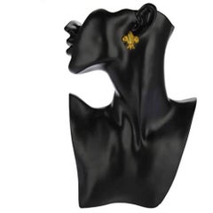 1980s ESCADA Clip On Fleur de Lys Gold Plated Large Earrings