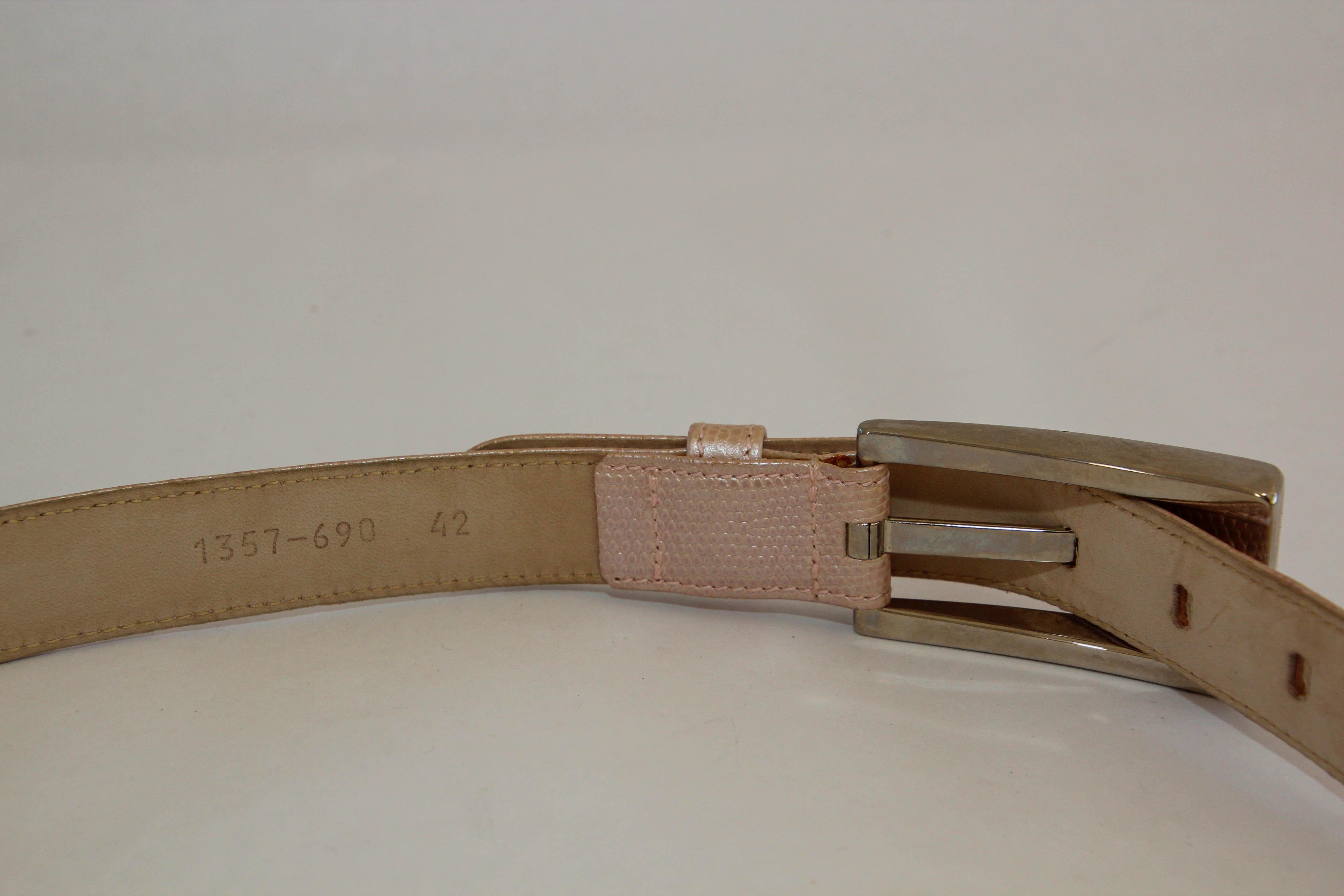 1980's ESCADA Cornflower Embossed  Pink Leather Belt For Sale 6