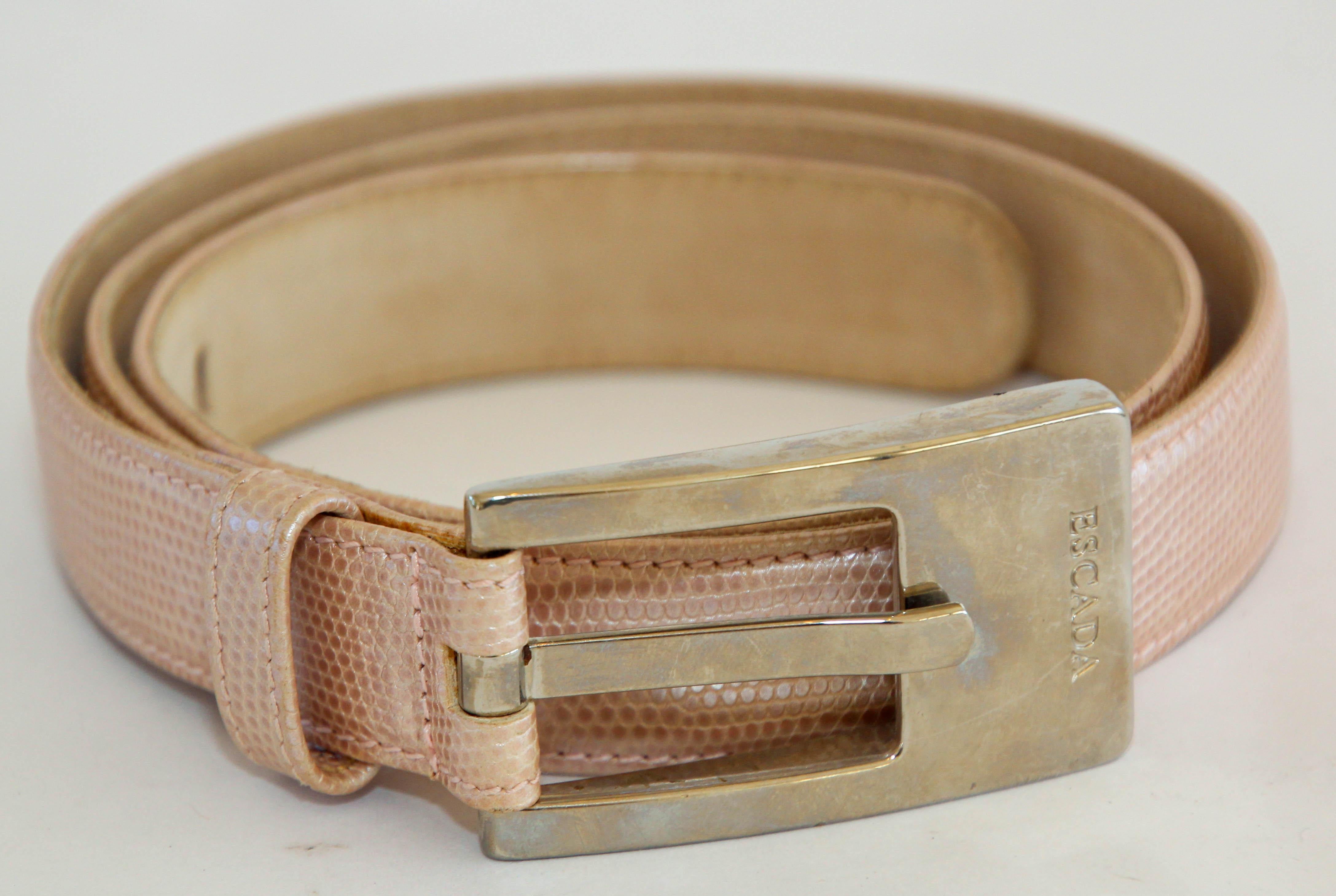 1980's ESCADA Cornflower Embossed  Pink Leather Belt For Sale 7