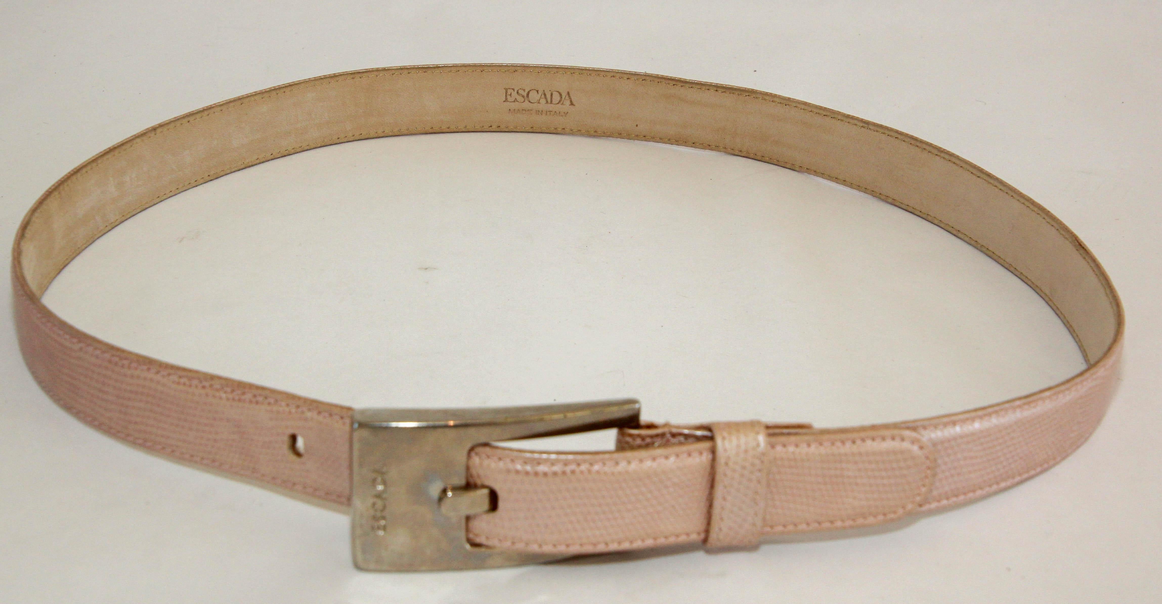 1980's ESCADA Cornflower Embossed  Pink Leather Belt For Sale 1