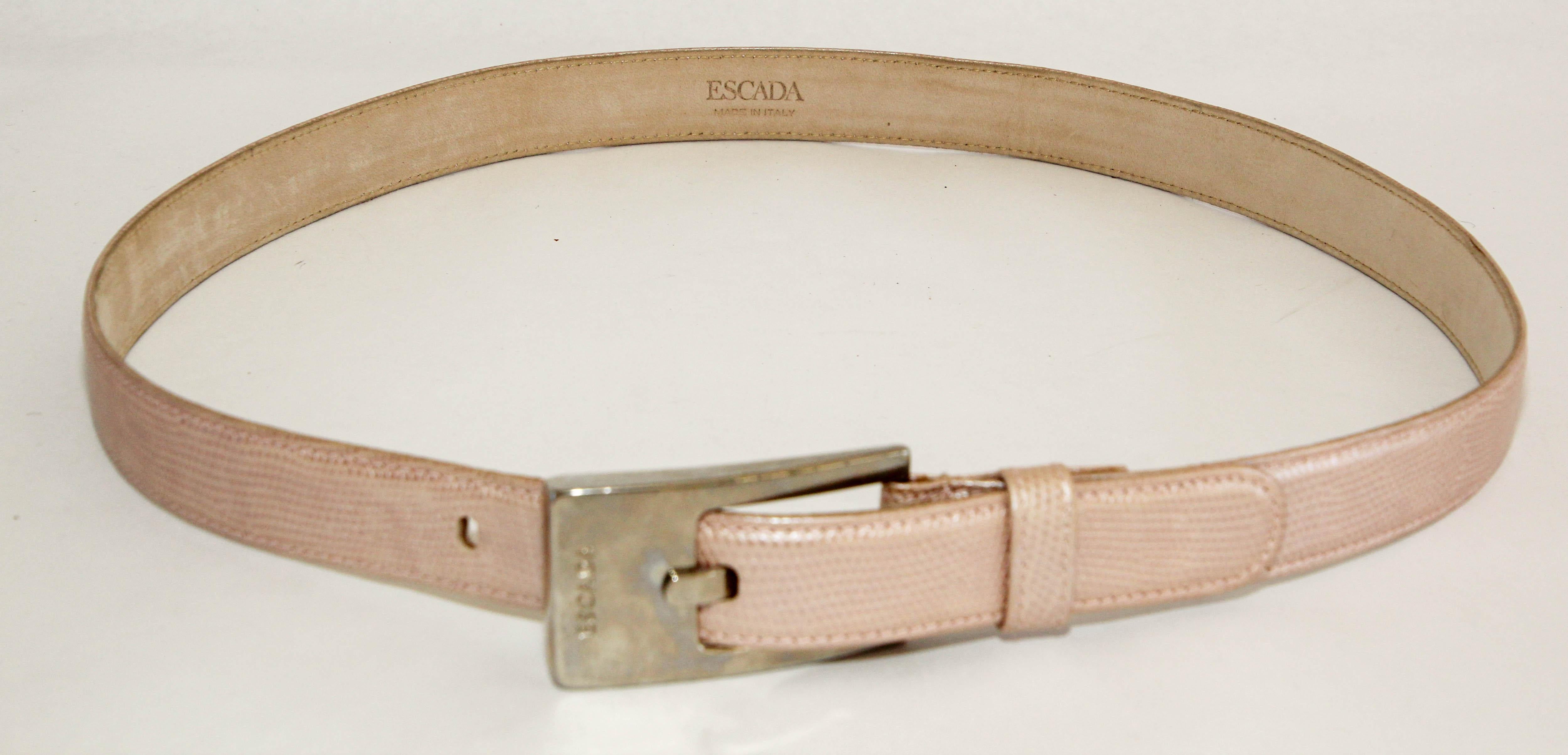 1980's ESCADA Cornflower Embossed  Pink Leather Belt For Sale 3