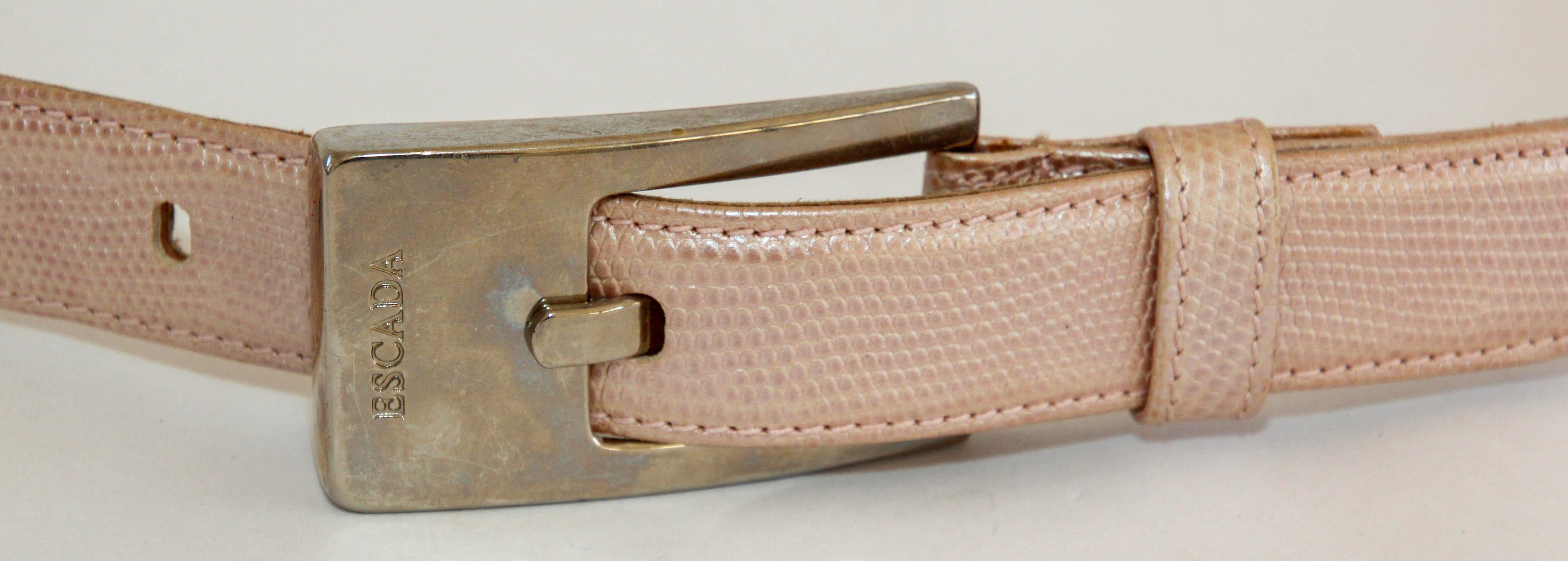 1980's ESCADA Cornflower Embossed  Pink Leather Belt For Sale 4