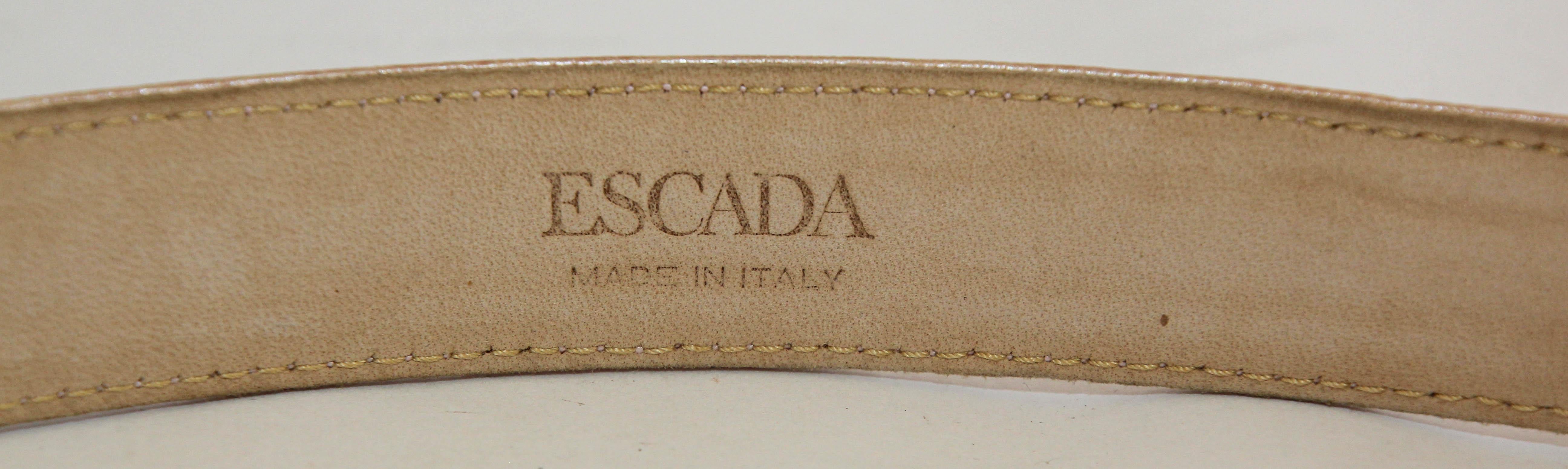 1980's ESCADA Cornflower Embossed  Pink Leather Belt For Sale 5