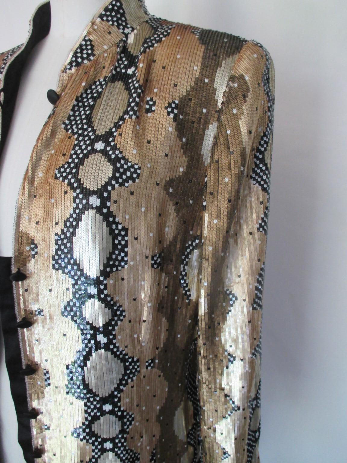 1980's Escada Couture Gold Sequins Jacket For Sale 5