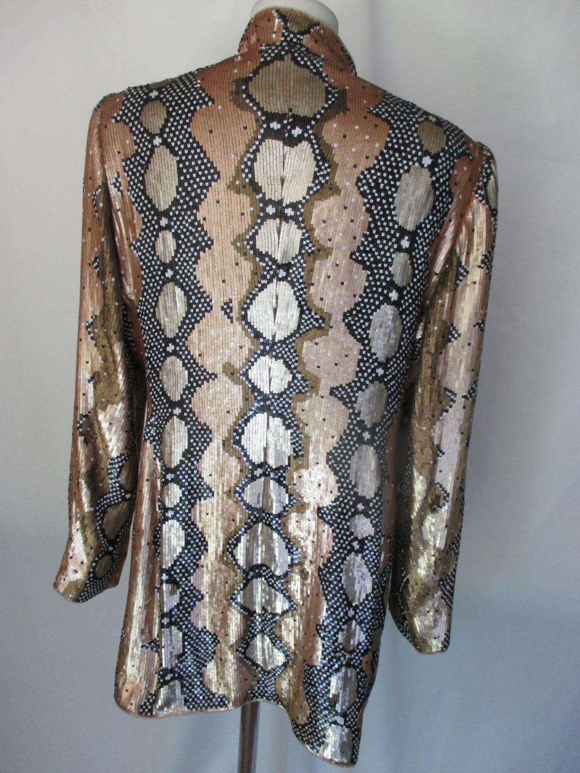 1980's Escada Couture Gold Sequins Jacket In Good Condition For Sale In Amsterdam, NL
