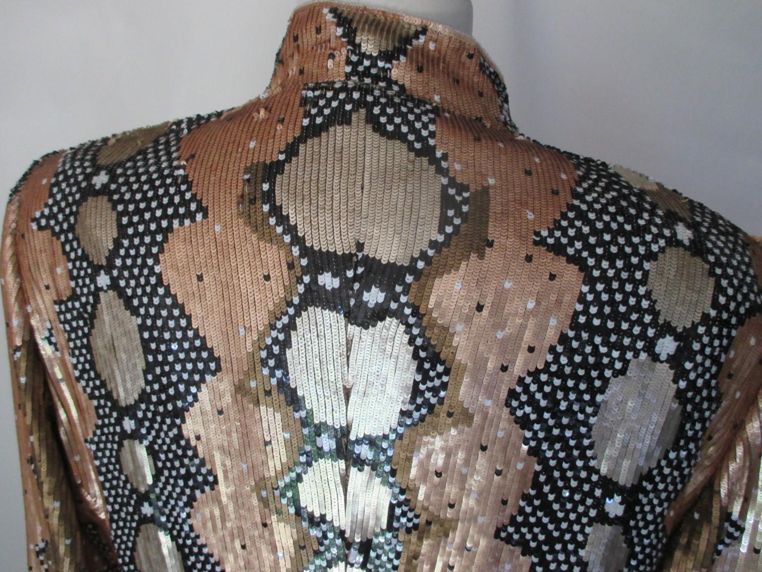 Women's or Men's 1980's Escada Couture Gold Sequins Jacket For Sale