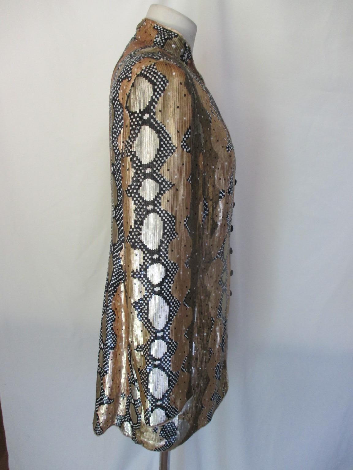 1980's Escada Couture Gold Sequins Jacket For Sale 1