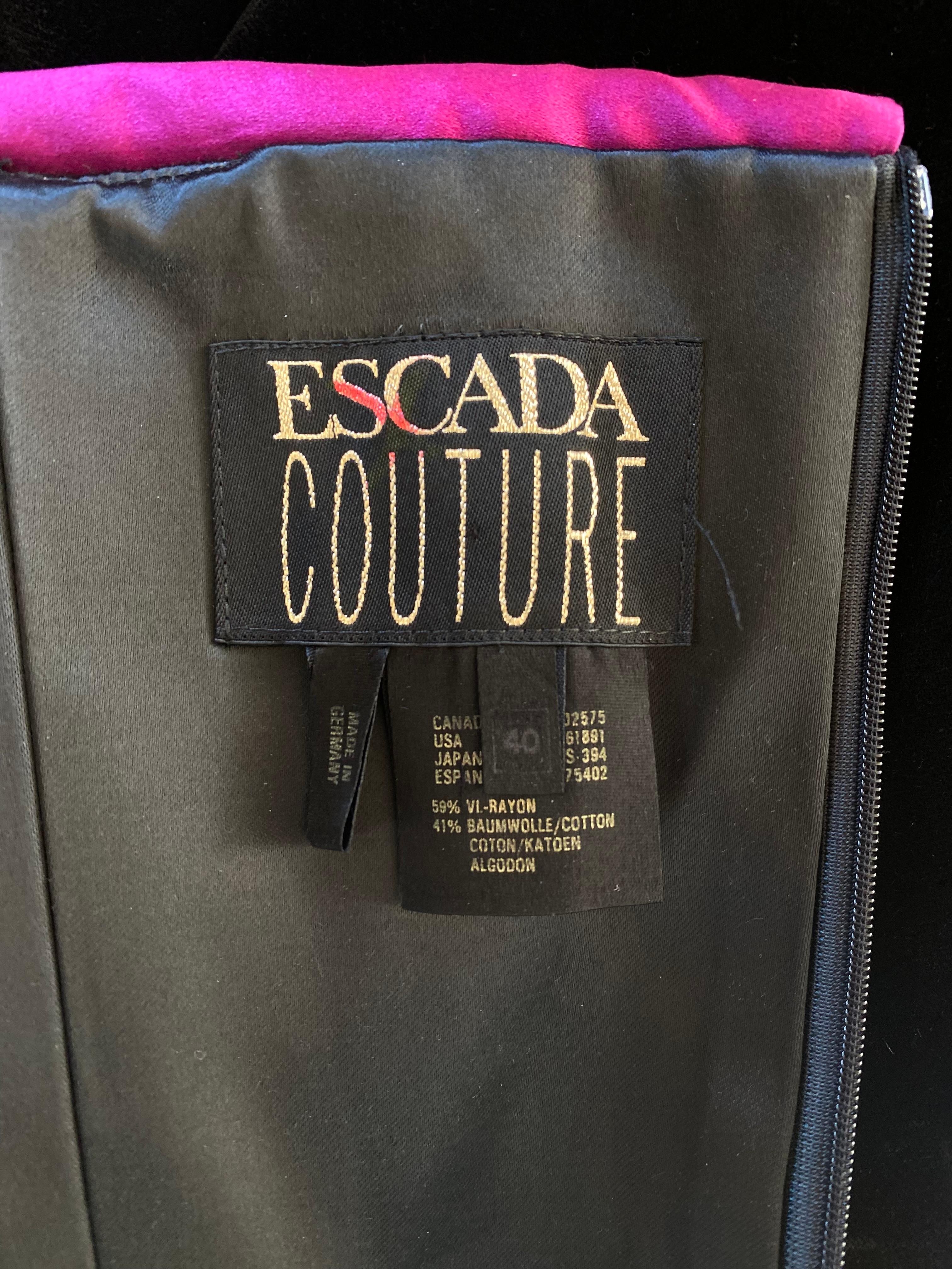 1980er Escada Couture Samt-Herz-Perlenkleid Damen im Angebot