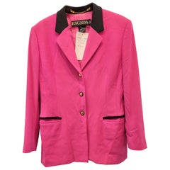 Escada Margaretha Ley 1980 Vintage Fucsia Wool Blazer Jacket Size 40