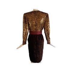 1980s Escada Gold and Velvet Dress