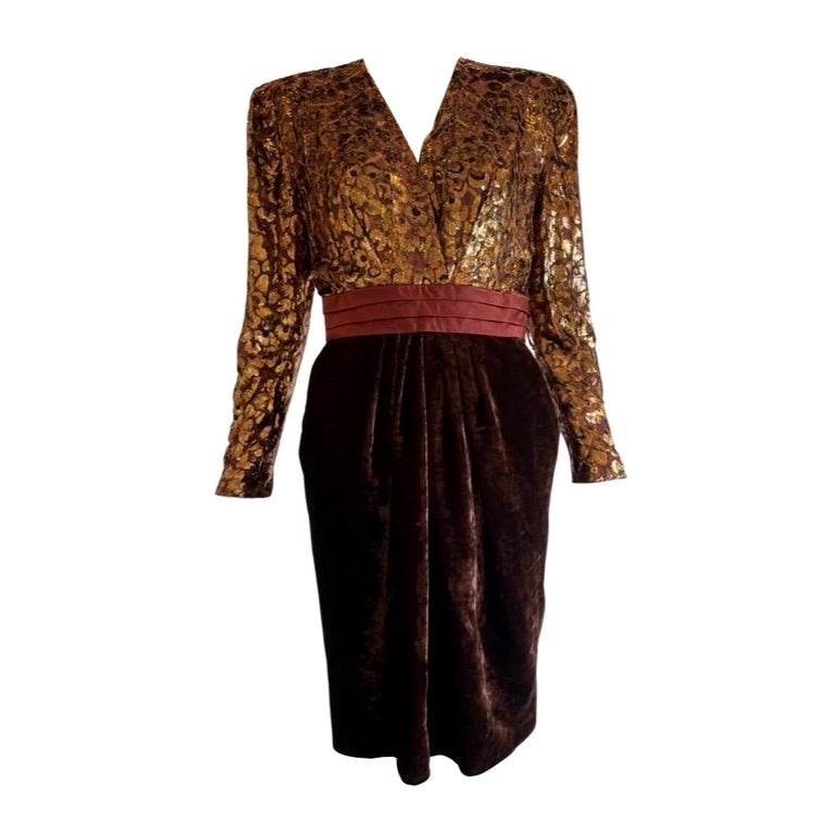 1980s Escada Gold and Velvet Dress 1980s Escada Gold and Velvet Dress