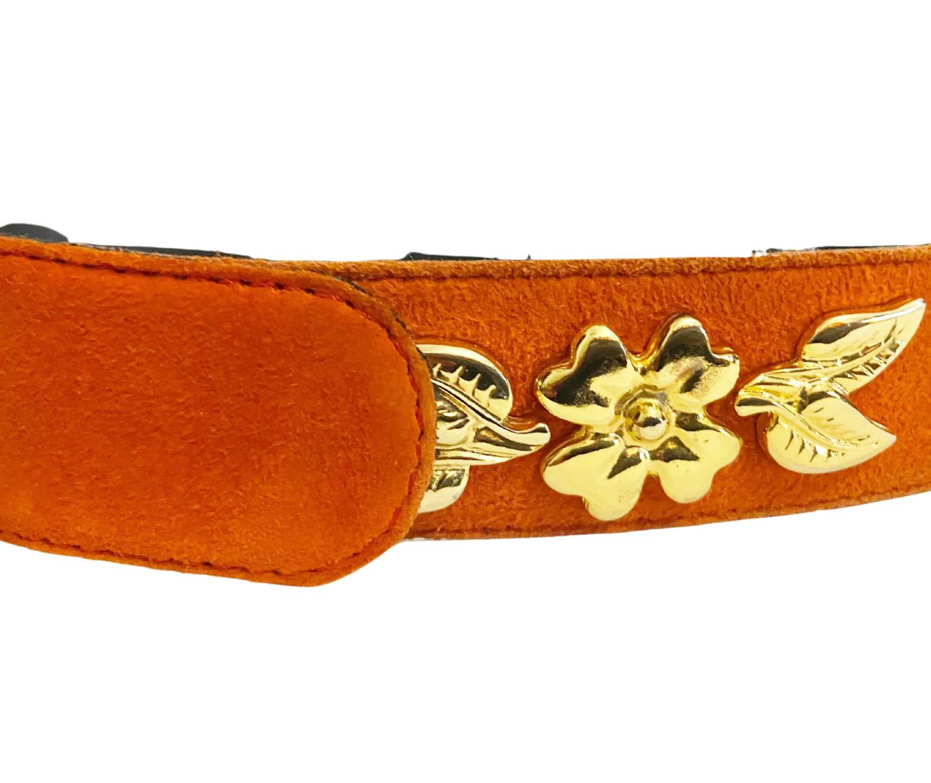 1980s Escada Lobster Red Suede Gold Buckle Belt In Good Condition For Sale In London, GB