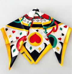 1980s Escada Multi Color Abstract Geometric Silk Scarf