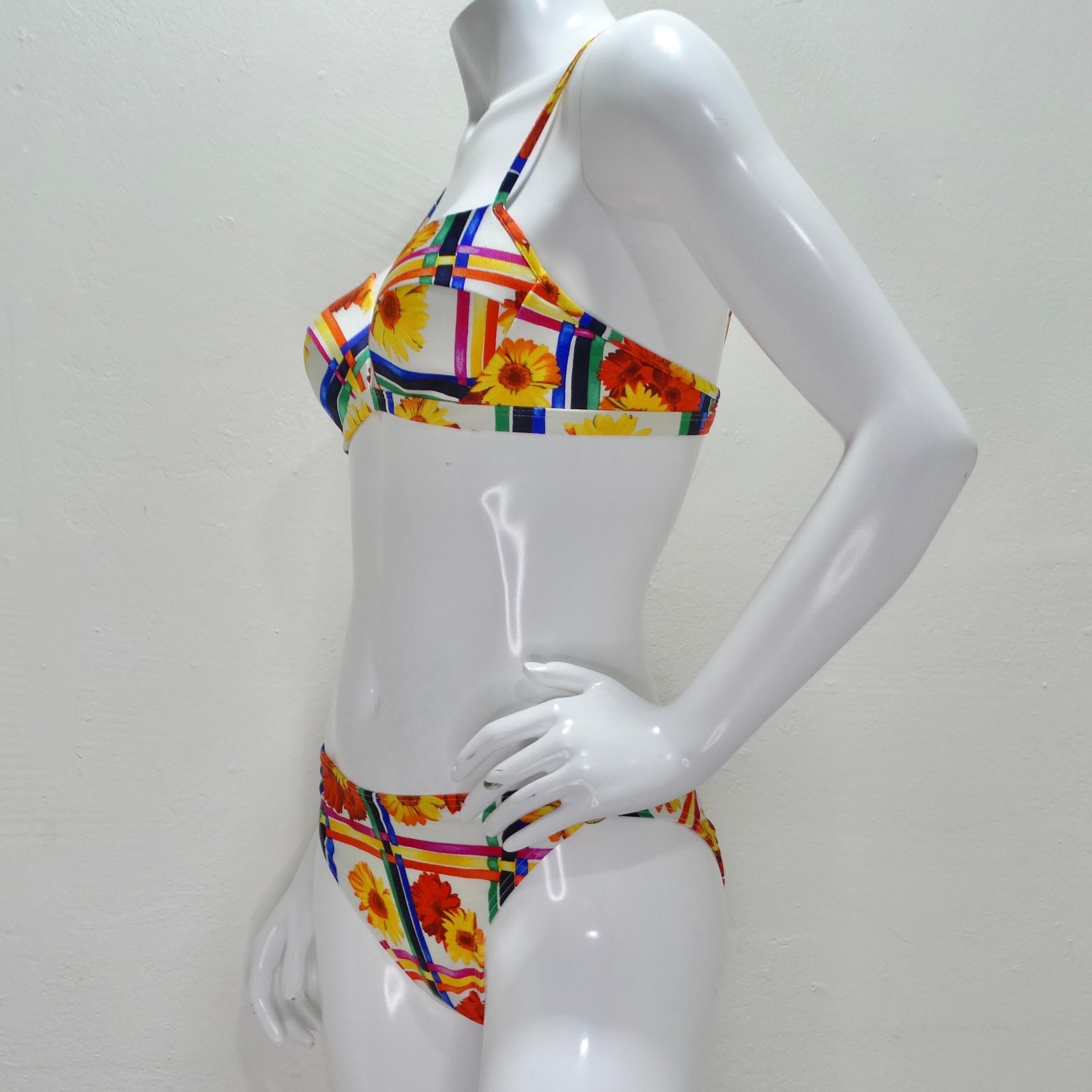 1980s Escada Multicolor O-Ring Bikini For Sale 7