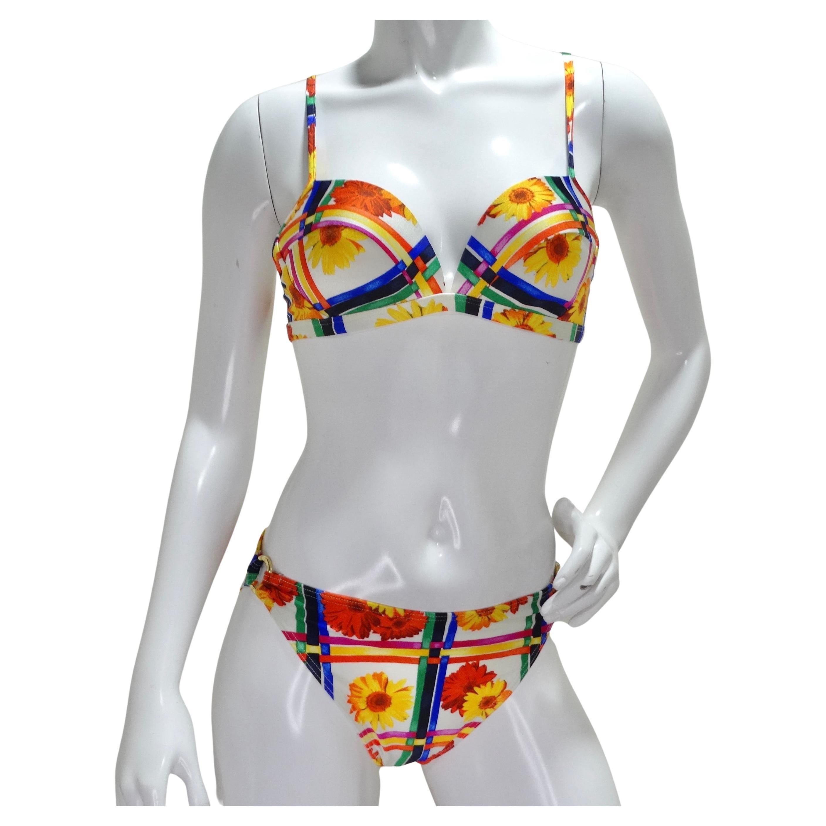 Bikini à anneaux multicolores d'Escada des années 1980 en vente