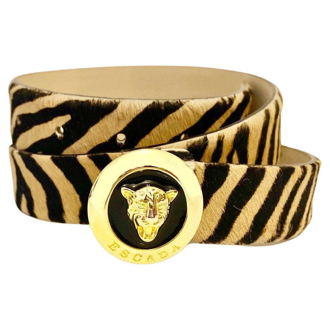 leopard print belt with goldtone buckle