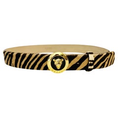 1980s Escada Pony Animal Print Gold Leopard  Buckle Belt