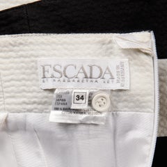 Abito senza spalline Escada vintage degli anni ’80 con stampa a pois e righe bianche e nere