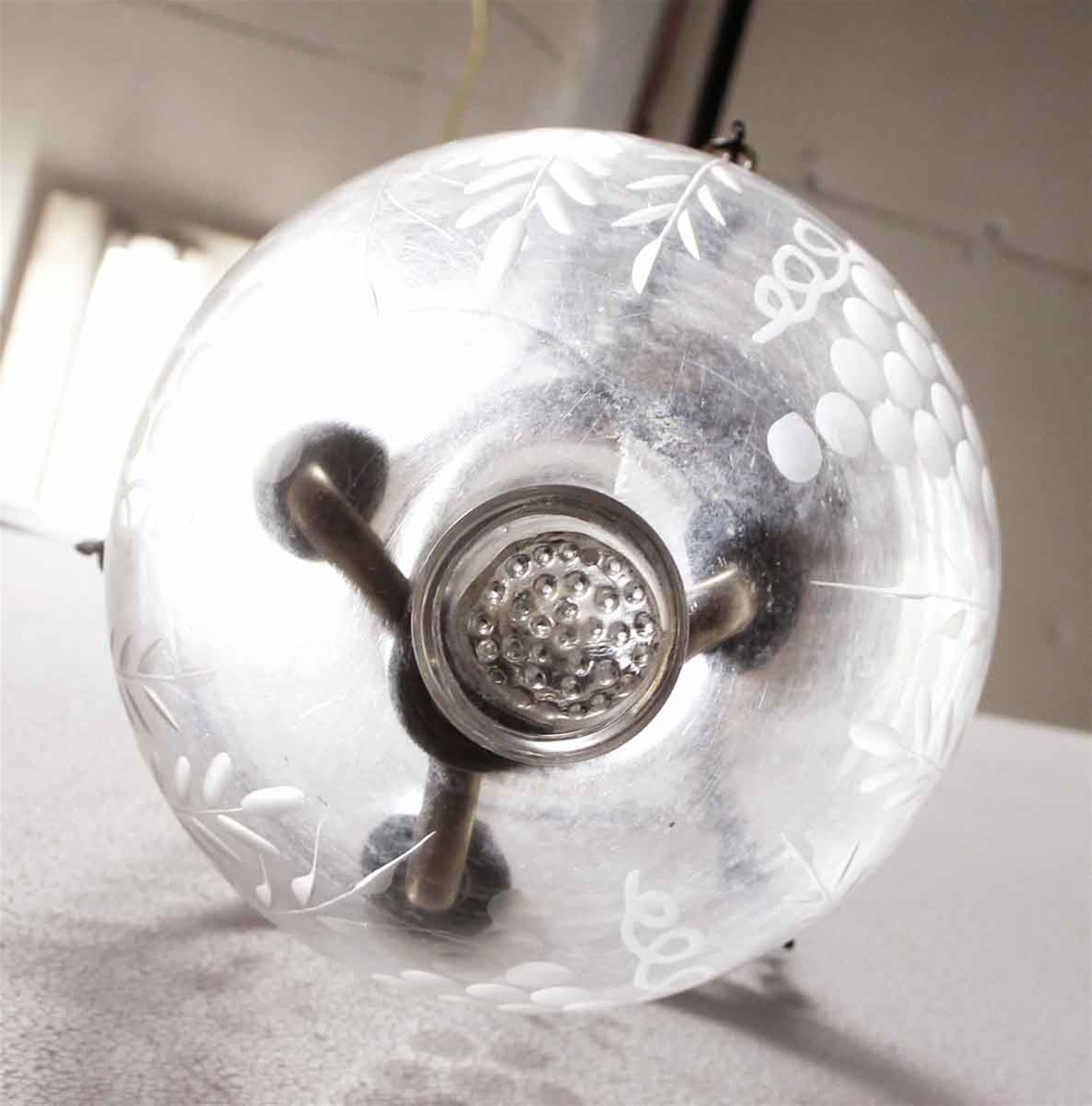 1980s Etched Clear Bell Jar Pendant Light 3