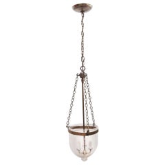 1980s Etched Clear Bell Jar Pendant Light