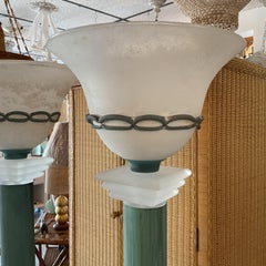 1980's Etrusken Blown Glass and Lucite Floor Lamps