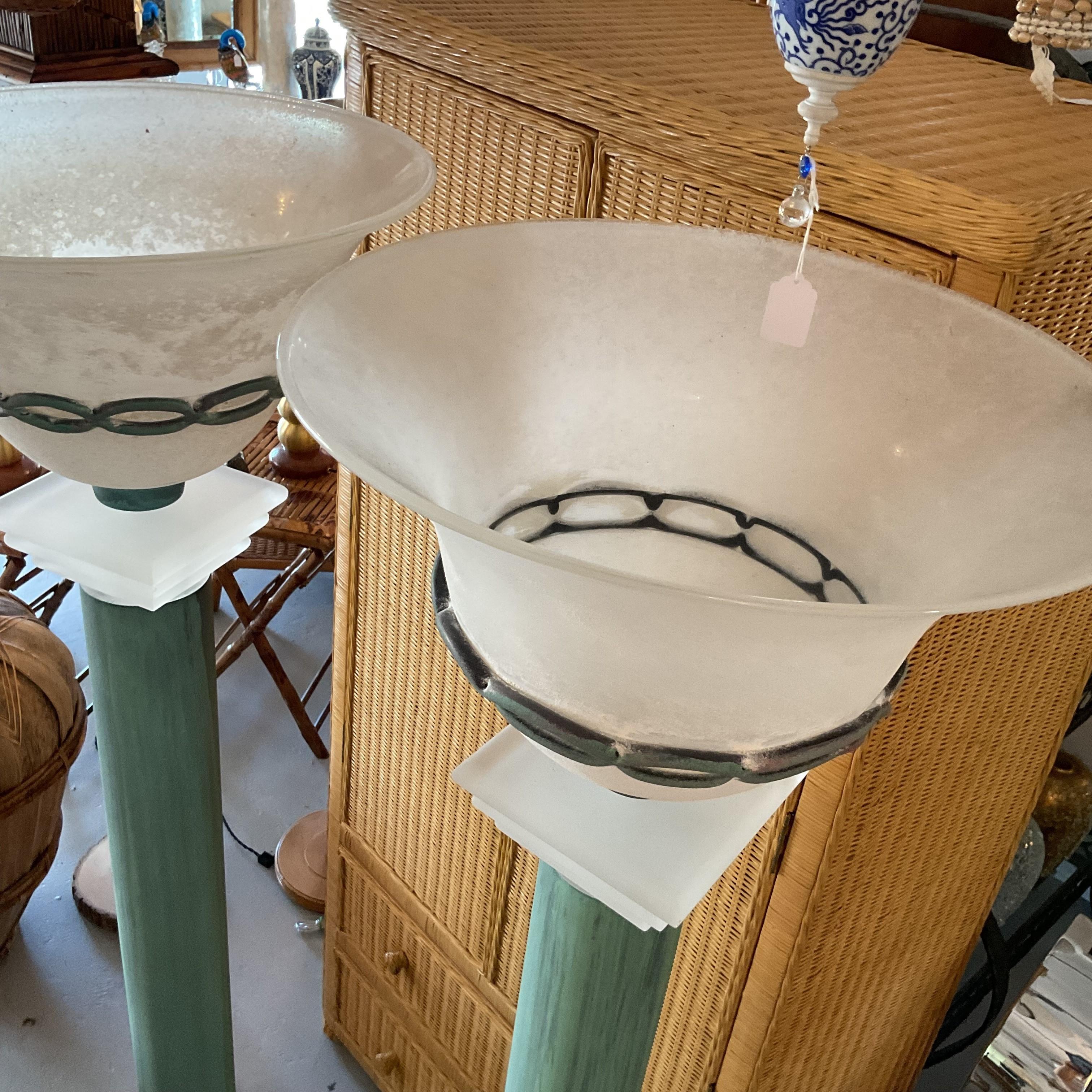 1980's Etrusken Blown Glass and Lucite Floor Lamps (Ende des 20. Jahrhunderts) im Angebot