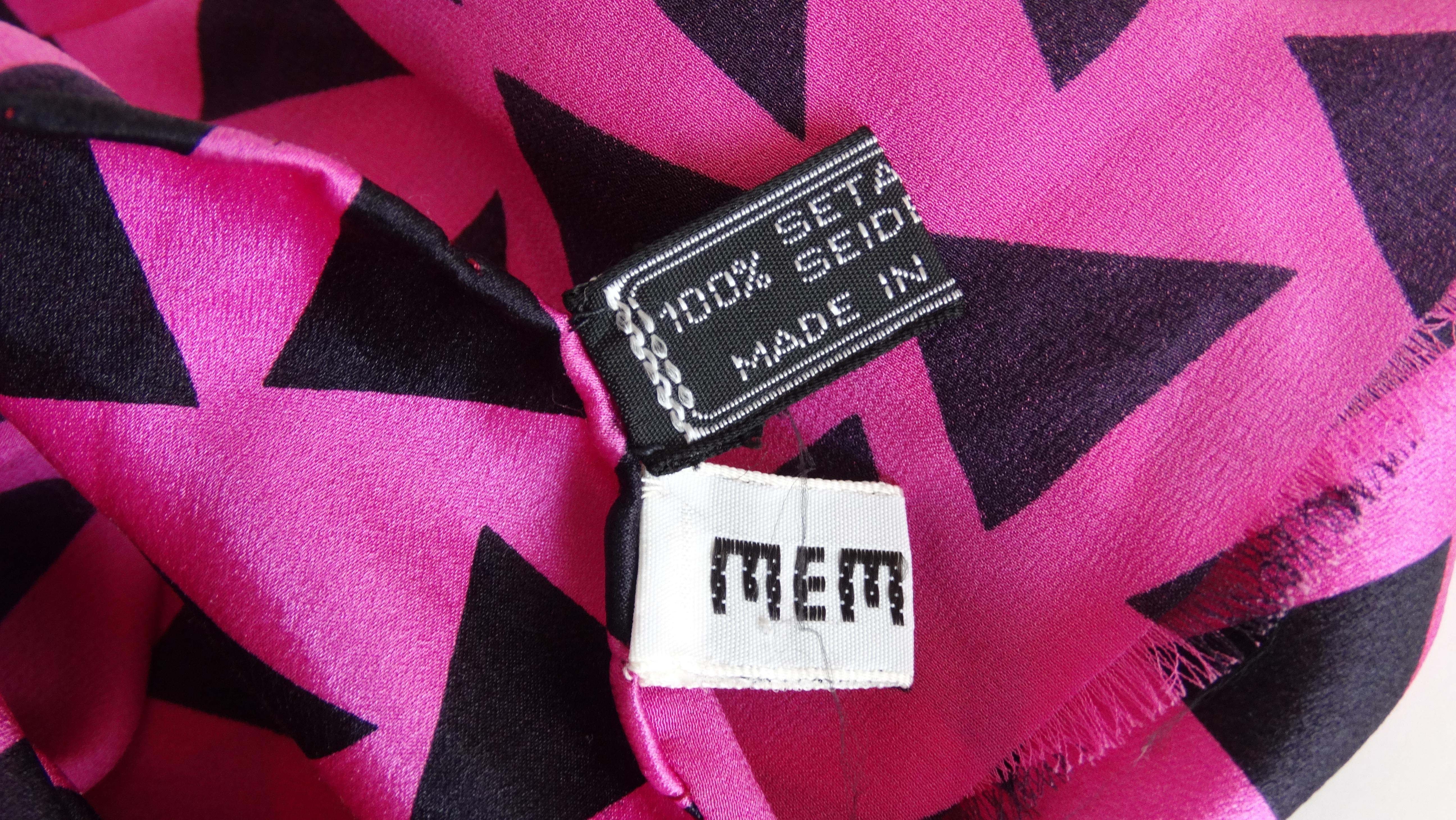 Pink  Ettore Sottsass 1980s Memphis Milano Triangle Motif Silk Scarf 