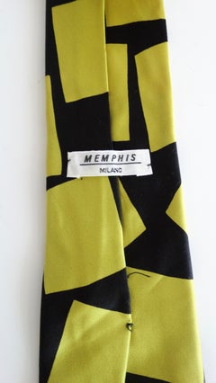 Ettore Sottsass 1980s Memphis Milano Yellow Square Silk Tie