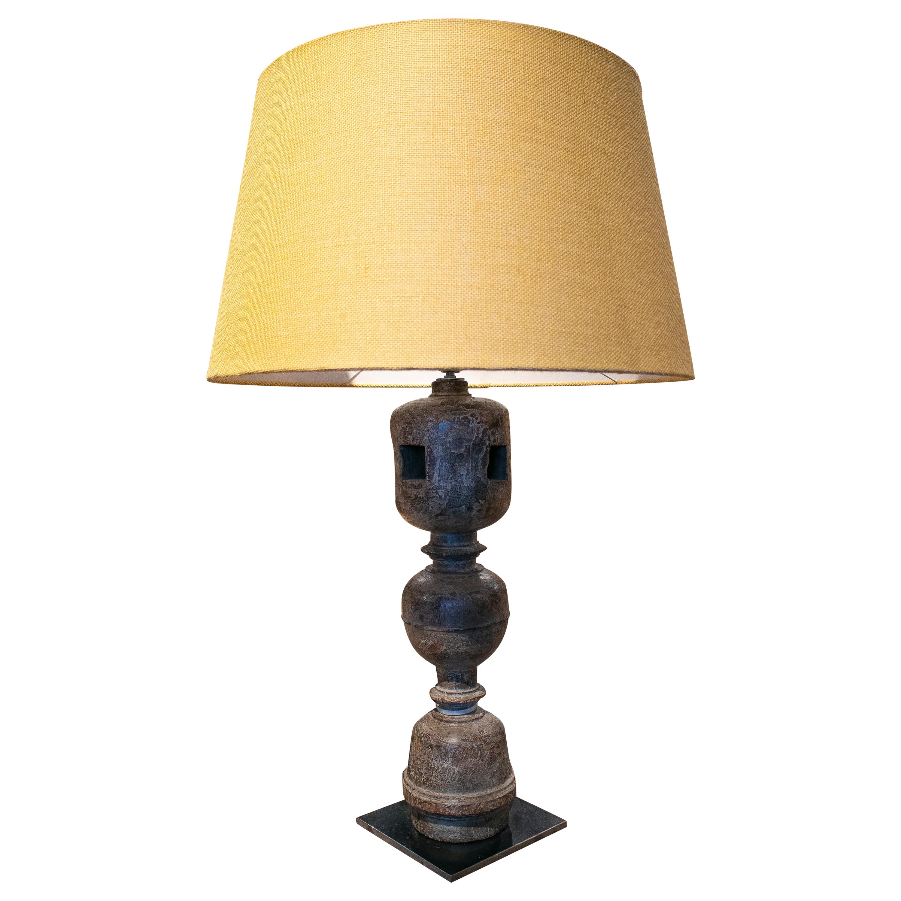 1980s European Wooden Bed Leg Table Lamp