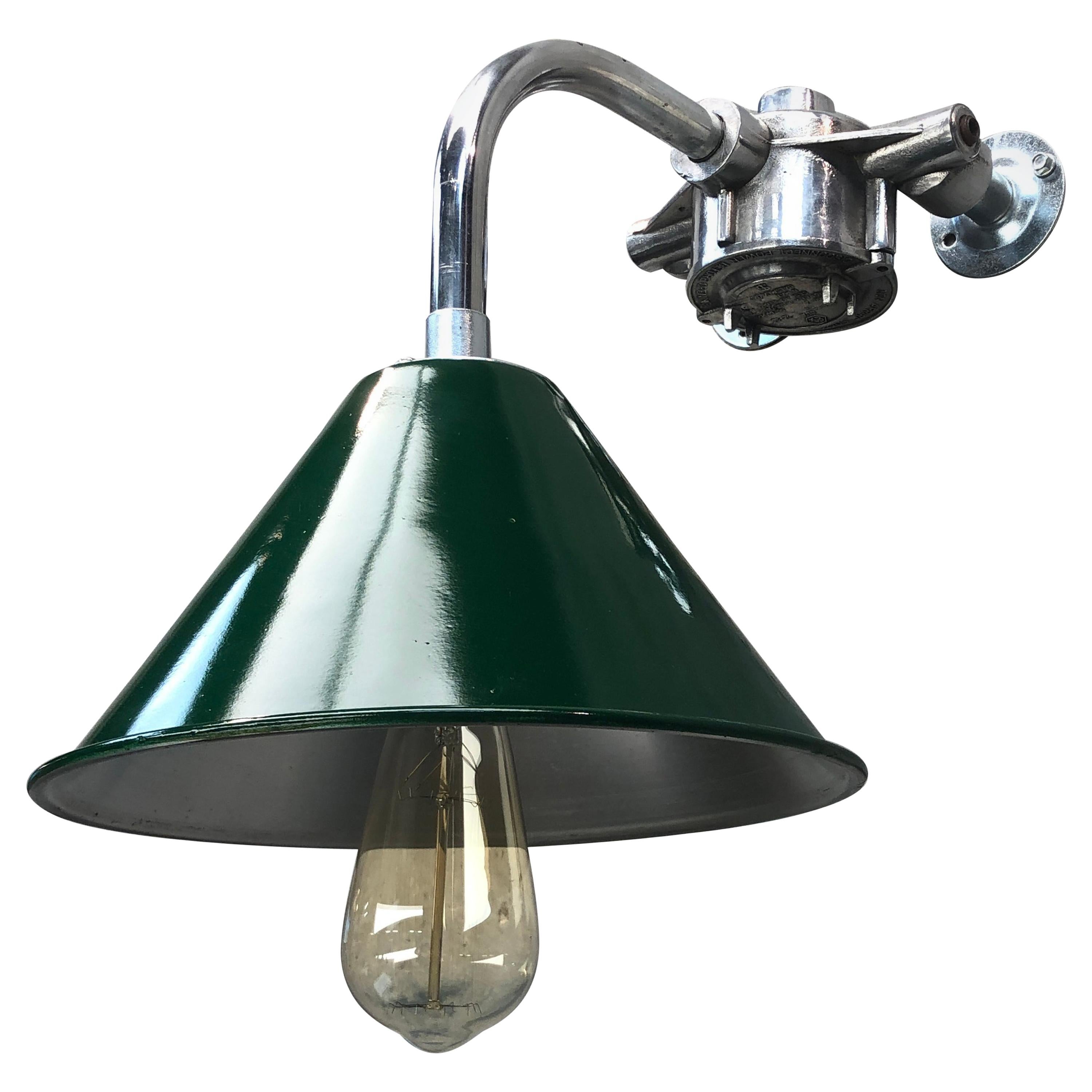 1980s Ex British Army Lamp Shade and Galvanized Steel Short Reach Cantilever For Sale